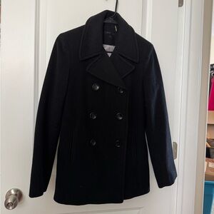 CALVIN KLEIN Women's Classic Black Peacoat PETITE